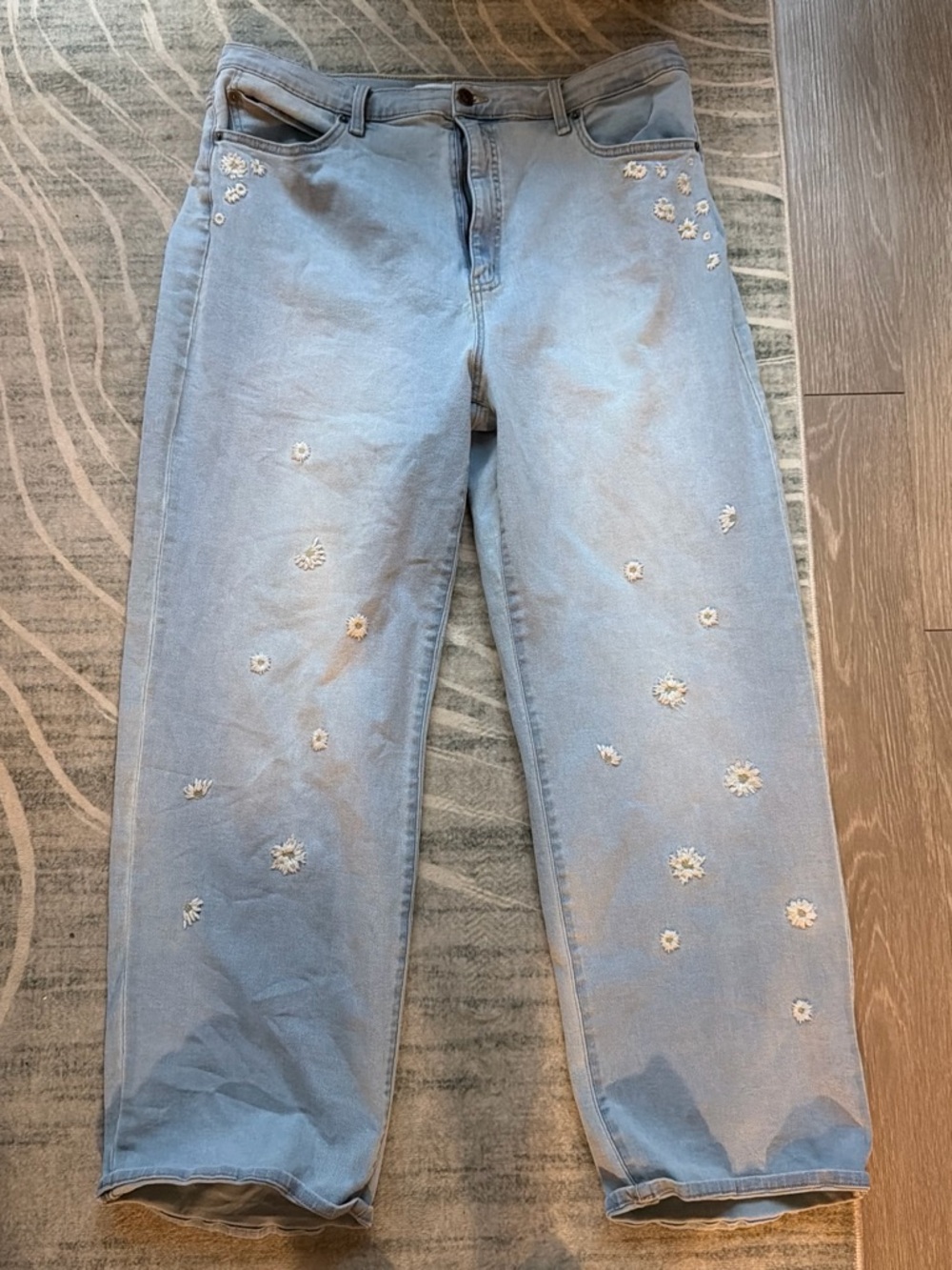Jessica Simpson Light Blue Embroidered Boyfriend Jeans